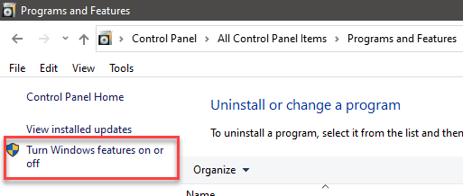 turn windows features on off