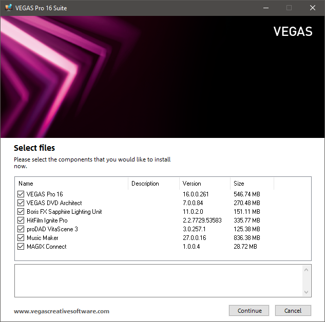 Example installer for Vegas Pro Suite