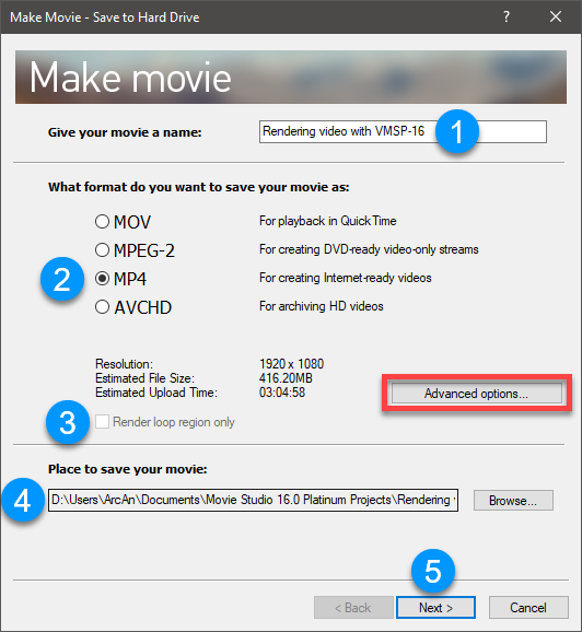 make movie save to hard drive